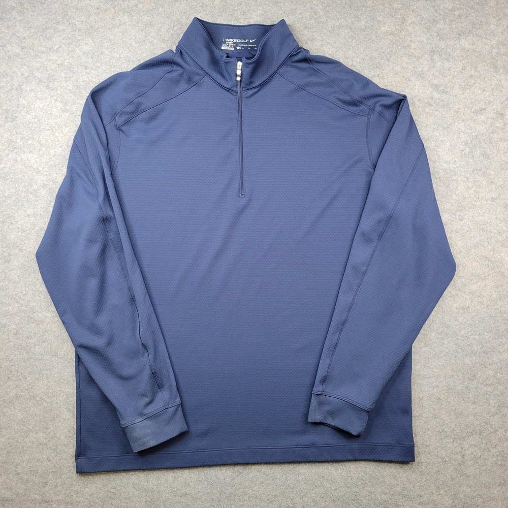 Nike Golf Pullover‎ Mens XL Blue Dri-FIT Sport 1/4 Zip Long Sleeve Golf Top